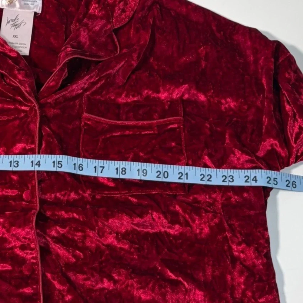 Lord & Taylor Women's XXL Crimson Crushed Velvet Velour Pajama Set
